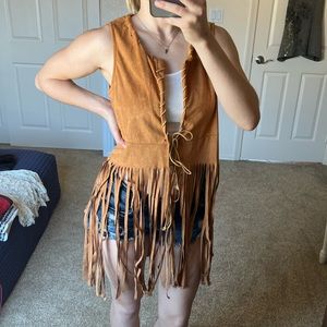 Tan Suede Fringe Vest